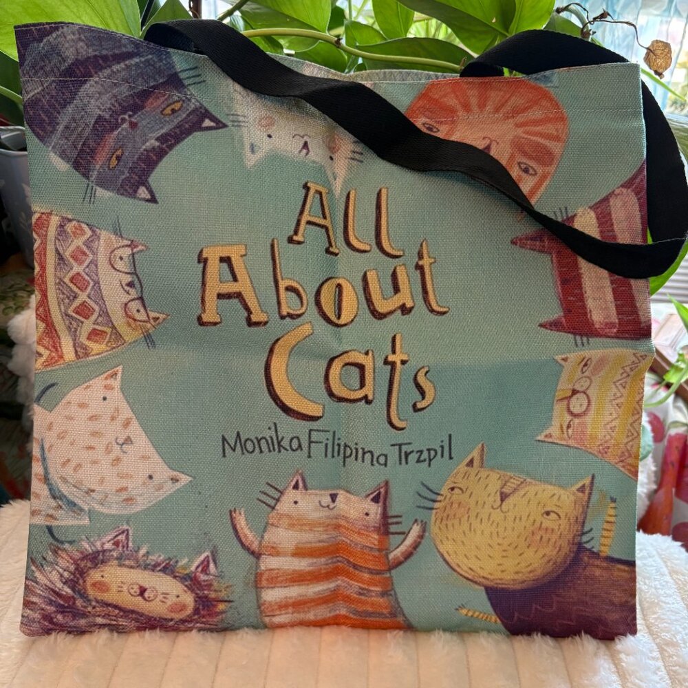 Cats Cotton and Hemp Cute Colorful Cat Group Tote Shoulder Reusable Bag